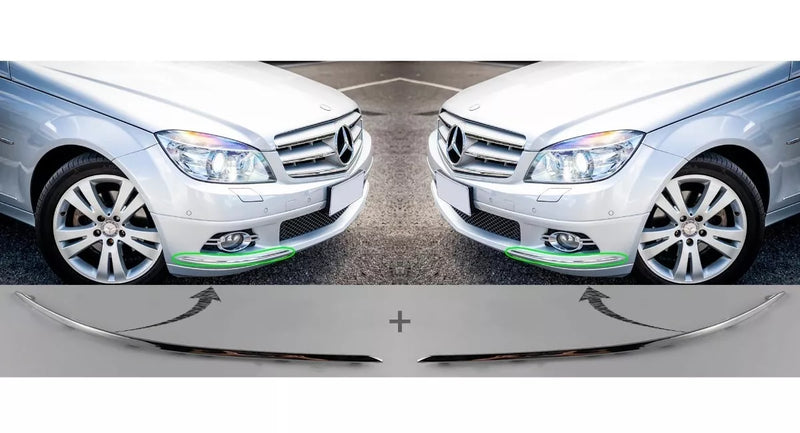 Mercedes C200 C280 Friso Cromado Parachoque Dianteiro Par