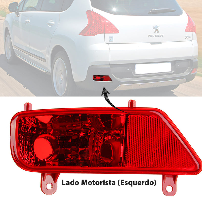LANTERNA DO PARACHOQUE TRASEIRO DA PEUGEOT 3008 2008 2009 2010 2011 2012 2013 2013 2014 2015 2016 2017 2018 Lado MOTORISTA (Esquerdo)